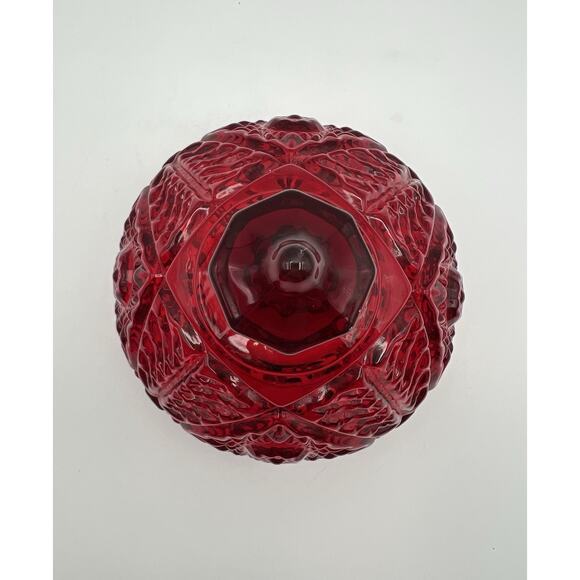 Viking Glass Dalzell Domed Hobstar Ruby Red Butter Cheese Dish Yesteryear Fancy - Picture 12 of 13
